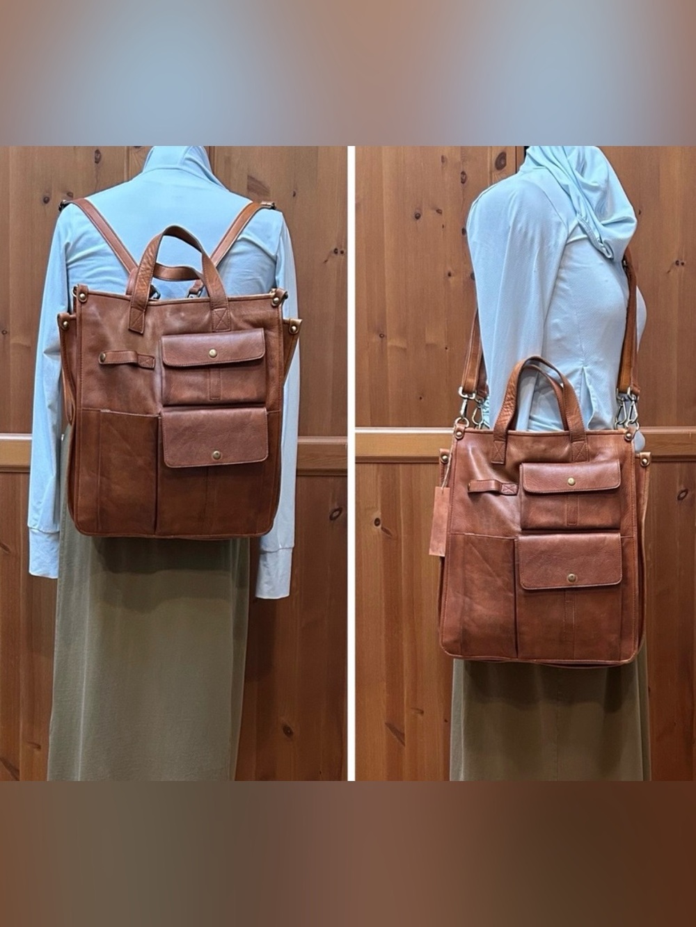 Distressed Multifunctional Backpack Crossbody Tote